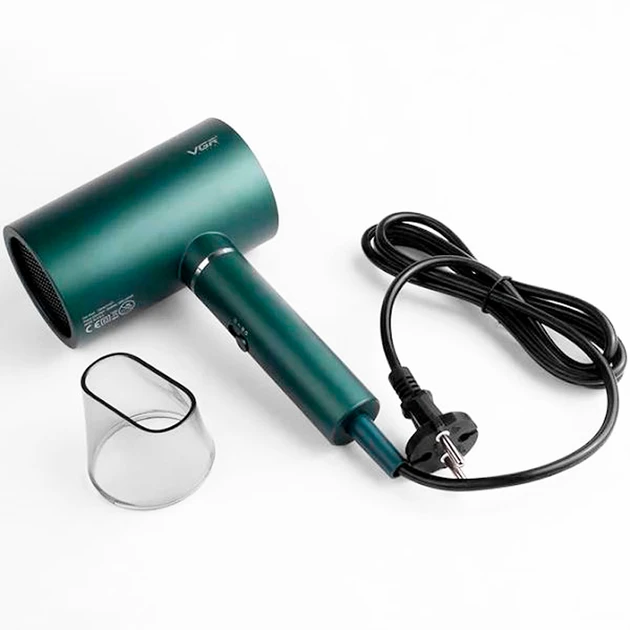 Фен профессиональный VGR V-431 GREEN, 2 уровня обдува, 2 уровня температуры, насадка-концентратор (20)