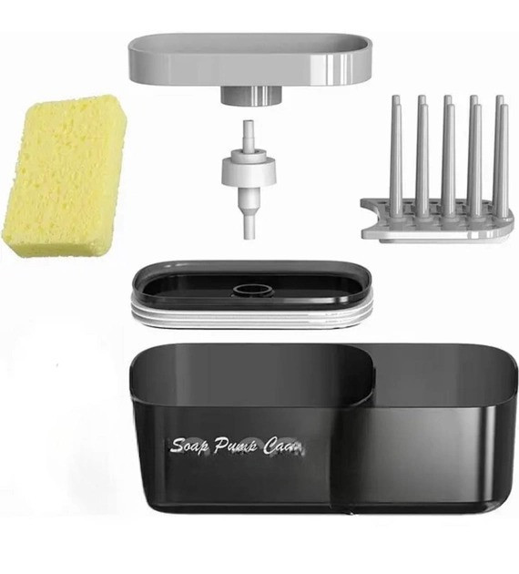 Органайзер для мочалок Soap Pump Caddy з натискним дозатором і мильницею, має додаткову секцію (60)