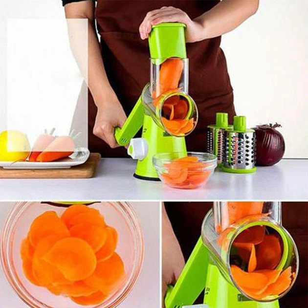 Овочерізка мультислайсер Tabletop Drum Grater Kitchen Master Терка для овочів і фруктів 3 насадки (30)(24)