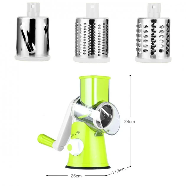 Овочерізка мультислайсер Tabletop Drum Grater Kitchen Master Терка для овочів і фруктів 3 насадки (30)(24)