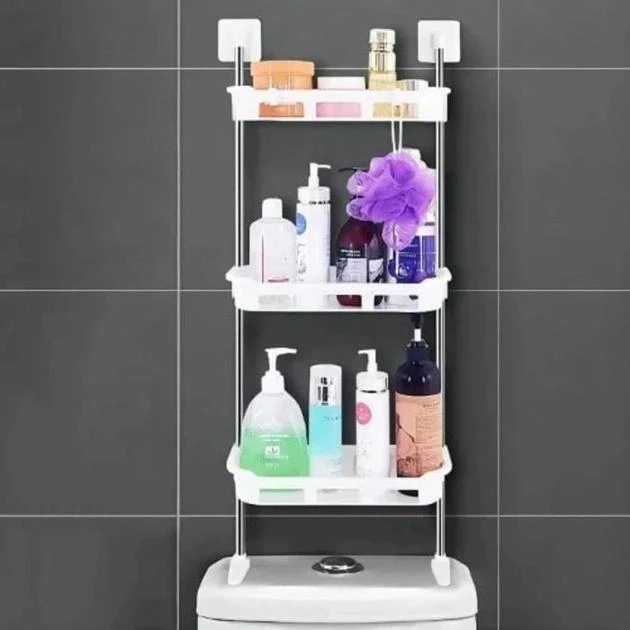 Полка стеллаж в ванную 3 яруса настенная Portable Toilet And Bathroom Storage Rack (30)