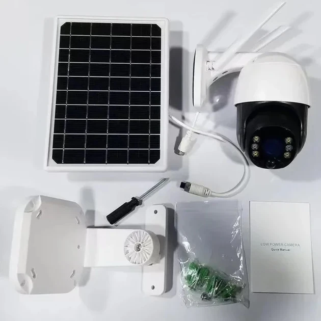 Уличная беспроводная поворотная WiFi Smart камера видеонаблюдения с солнечной батареей V380 3MP 4G с ночной съемкой (12)