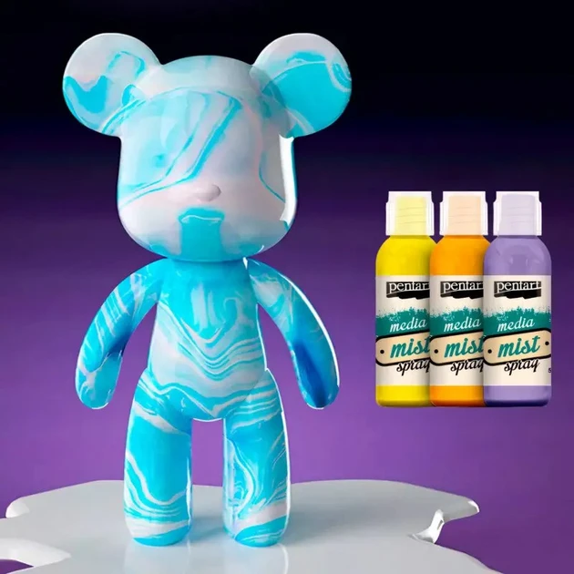 Набір для творчості 23 см флюїдний Креативний ведмедик DIY creative fluid bear з набором фарб (80)