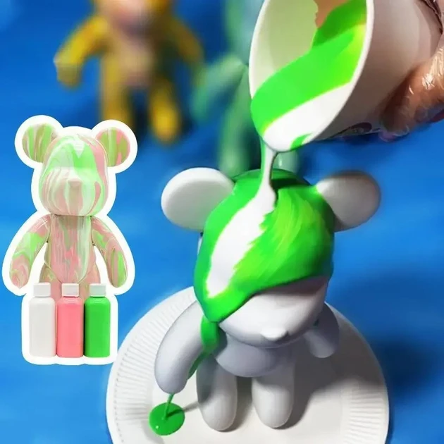Набір для творчості 23 см флюїдний Креативний ведмедик DIY creative fluid bear з набором фарб (80)