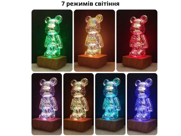 Нічник дитячий ведмедик 3D для сну, настільний світильник (20)