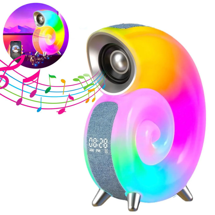 Бездротова мінірозумна смарт-колонка 4 в 1 з блютузом Conch Music Light, 256 режимів освітлення (20)