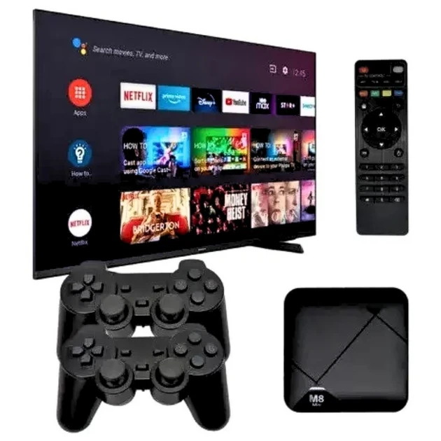 Игровая приставка для телевизора M8 mini 4K Android TV со встроенным эмулятором ретро-игр и джойстиками (40)