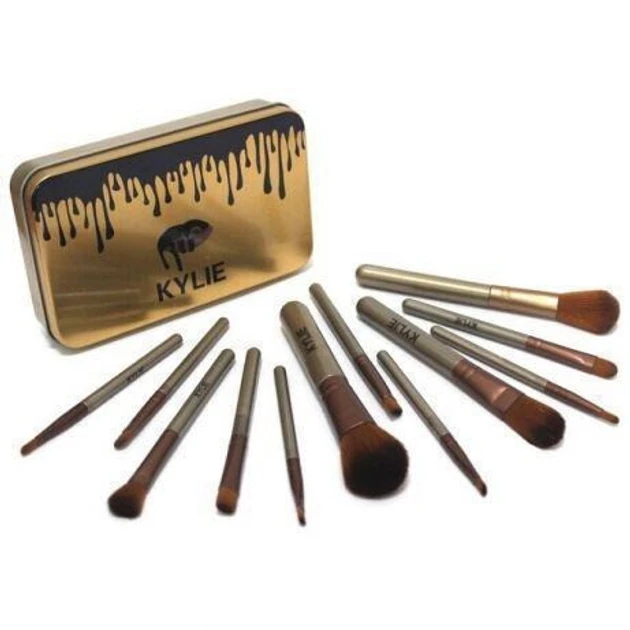 Професійний набір пензлів для макіяжу Kylie Jenner Make-up brush Gold set 12 шт (160)