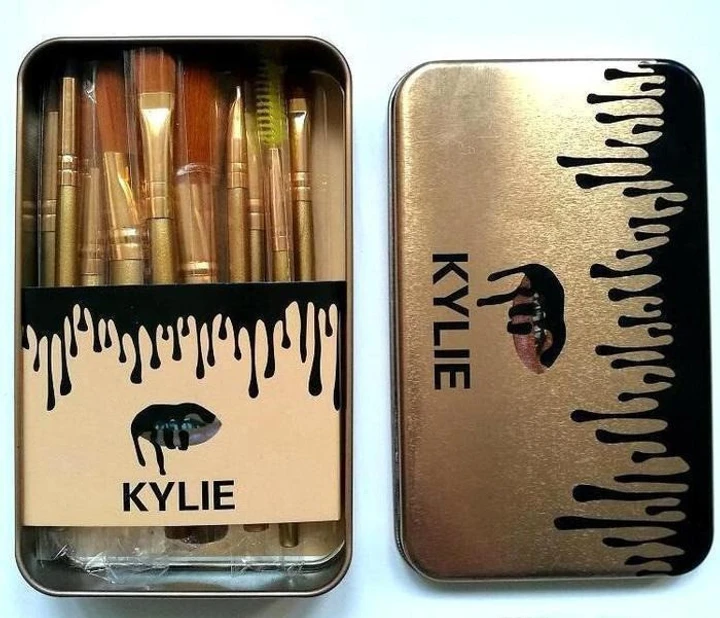 Професійний набір пензлів для макіяжу Kylie Jenner Make-up brush Gold set 12 шт (160)