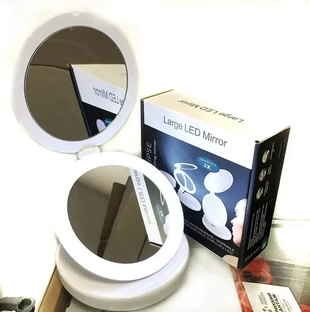 Зеркало с Led подсветкой круглое Large Led Mirror косметическое складное увеличение 5X W0 29 для макияжа (36)
