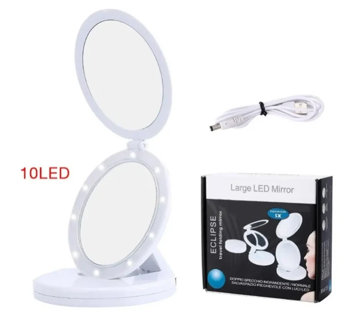 Зеркало с Led подсветкой круглое Large Led Mirror косметическое складное увеличение 5X W0 29 для макияжа (36)