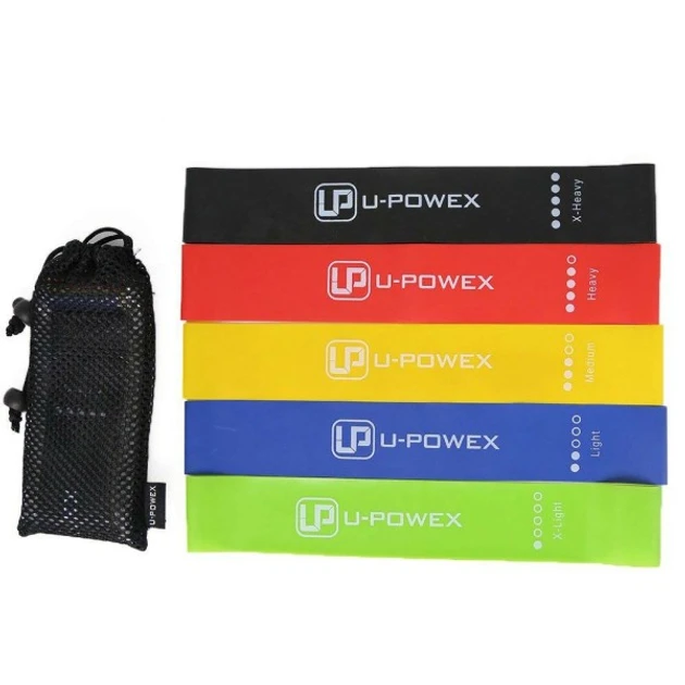 Фитнес-резинки U-powex 5шт в наборе + мешочек, фитнес ленты (200)