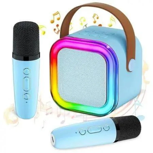 Портативная колонка с караоке , с двумя микрофонами и RGB подсветкой (40)