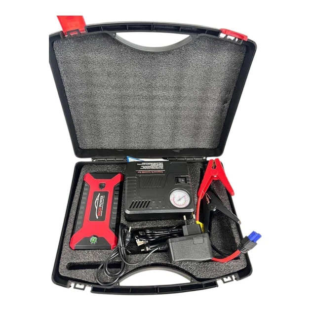 Пускозарядний пристрій для машини Car jump starter 25000 mAh 4xUSB ліхтарик/компресор у кейсі (10)
