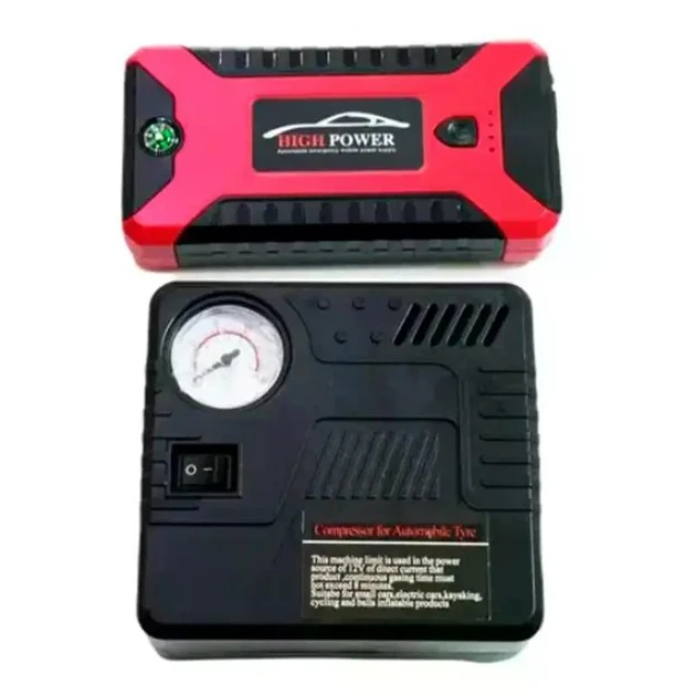 Пускозарядний пристрій для машини Car jump starter 25000 mAh 4xUSB ліхтарик/компресор у кейсі (10)