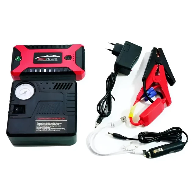 Пускозарядний пристрій для машини Car jump starter 25000 mAh 4xUSB ліхтарик/компресор у кейсі (10)