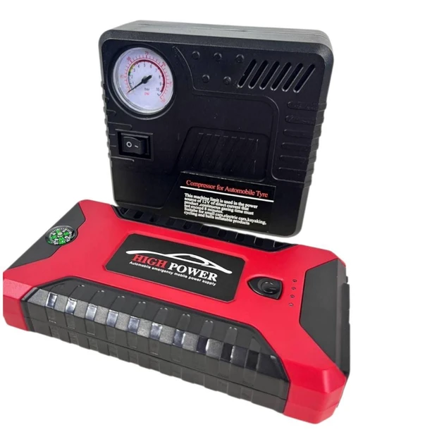 Пускозарядний пристрій для машини Car jump starter 25000 mAh 4xUSB ліхтарик/компресор у кейсі (10)