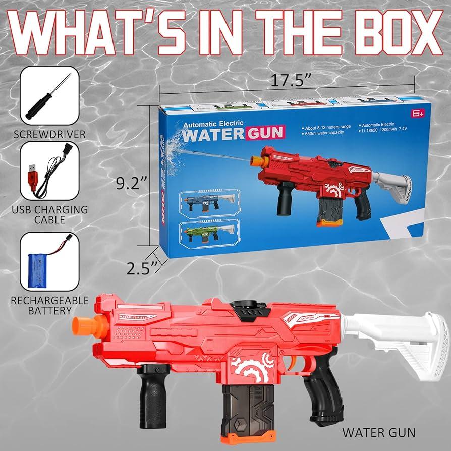 Водяний автомат дитячий Water Gun Бластер акумуляторний водний автомат з автоматичним набором води (18)