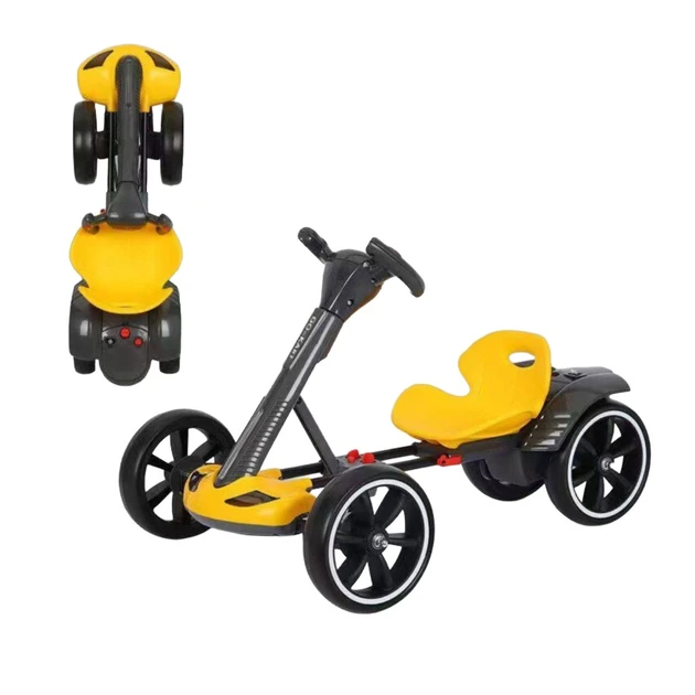 Дитячий складаний електрокар GO-KART жовтий, червоний (2)
