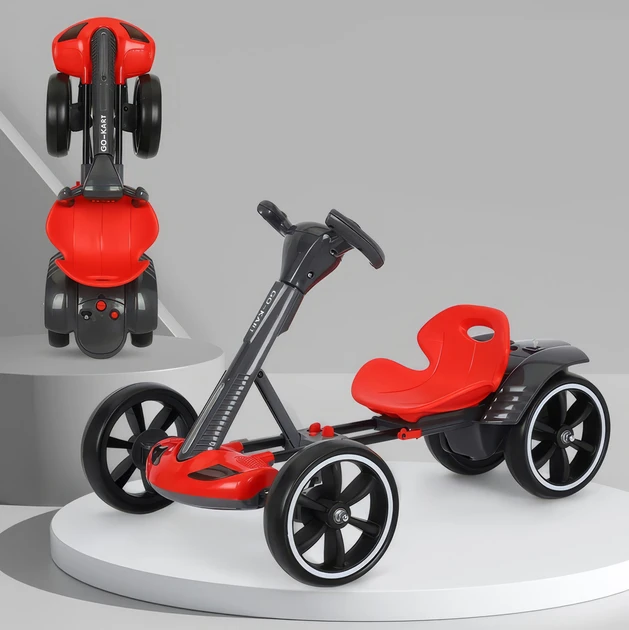 Дитячий складаний електрокар GO-KART жовтий, червоний (2)