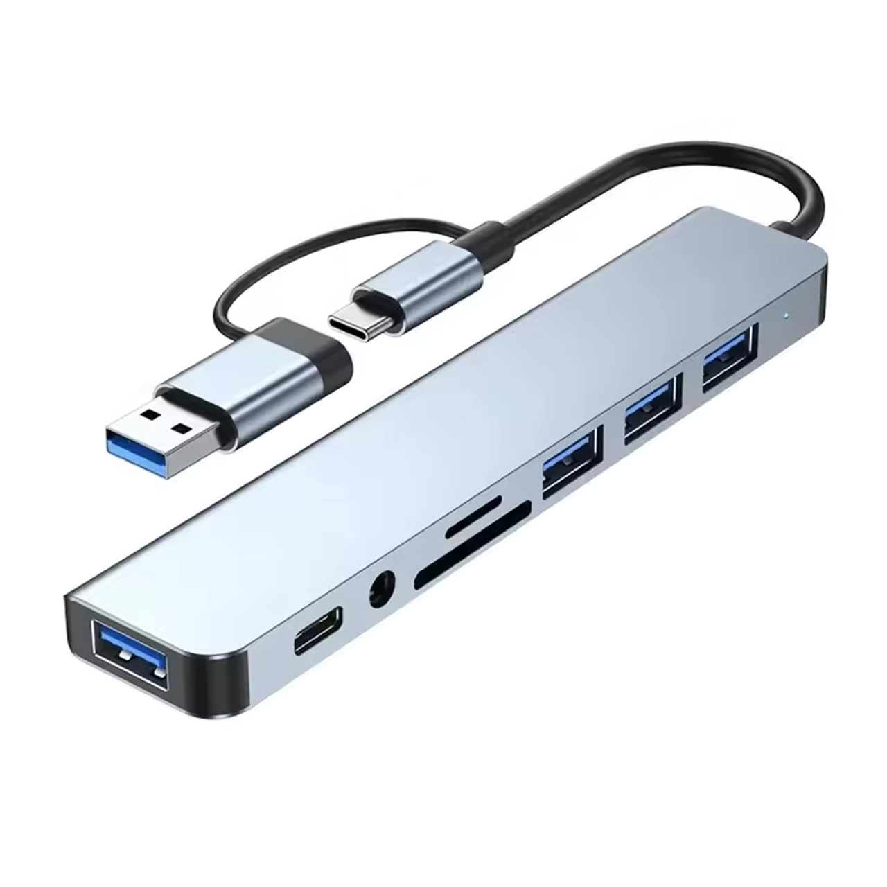 Кардридер/USB-хаб адаптер мультифункциональный Type-C на USB SD TF для ноутбука/телефона/планшета (200)