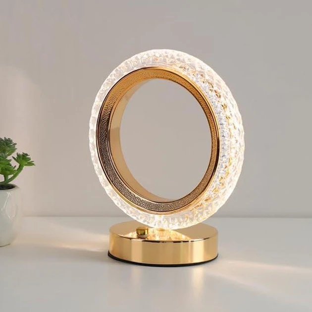 Кришталева настільна лампа у формі кола, 3 кольорів, нічник із сенсорним керуванням (30) Кришталева настільна лампа у формі кола, 3 кольорів, нічник із сенсорним керуванням (30)