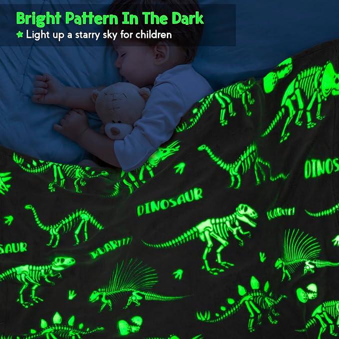 Ковдра, що світиться в темряві, з динозаврами 100 х 150 см. (50)