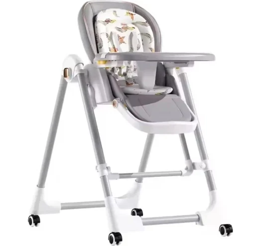 Стульчик для кормления BabyChair с регулируемой спинкой и столиком, шезлонг, колеса, складной (1)
