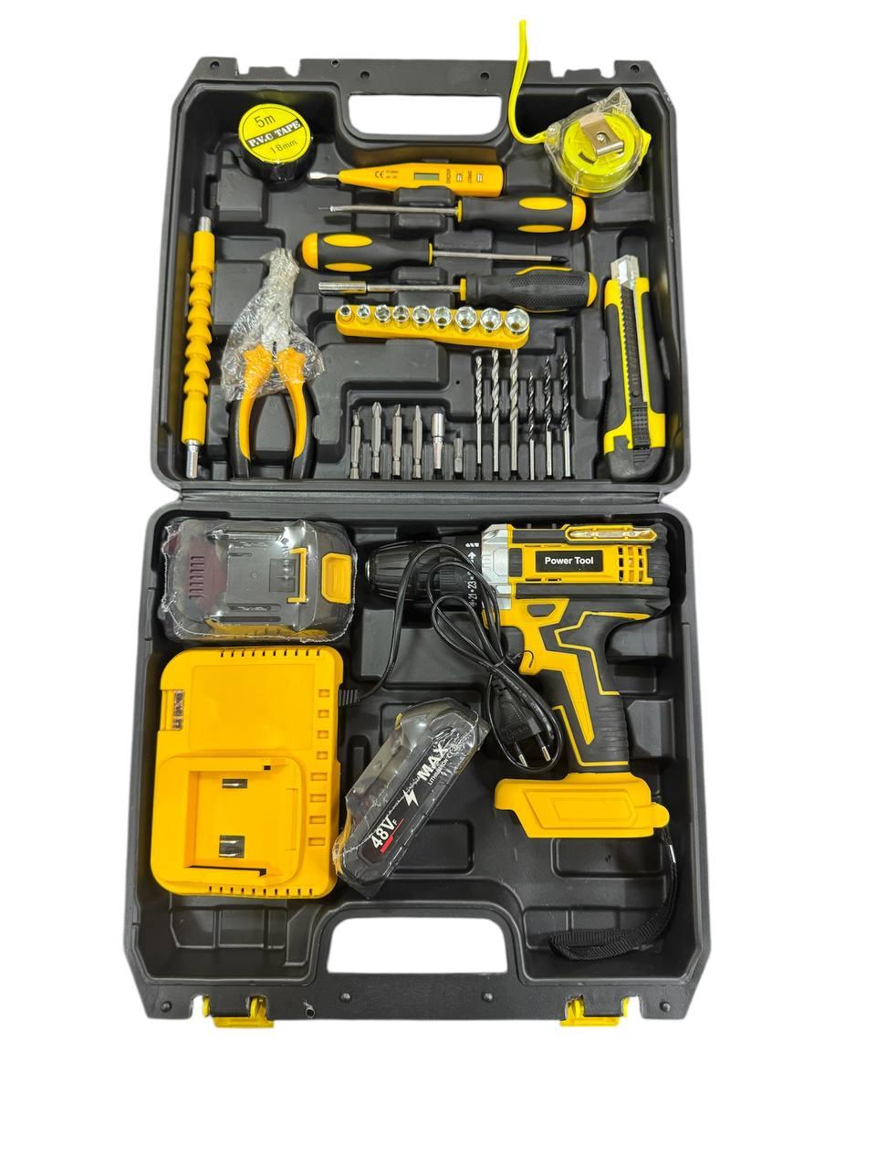 Аккумуляторный ударный шуруповерт Jumpex с большим набором инструментов (8)