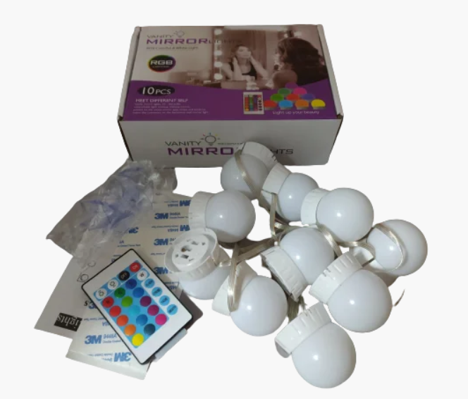 Підсвітка для дзеркала з регулюванням яскравості та пультом на 10 лампочок (48)