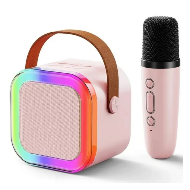 Портативная колонка с караоке , с одним микрофоном и RGB подсветкой (40)