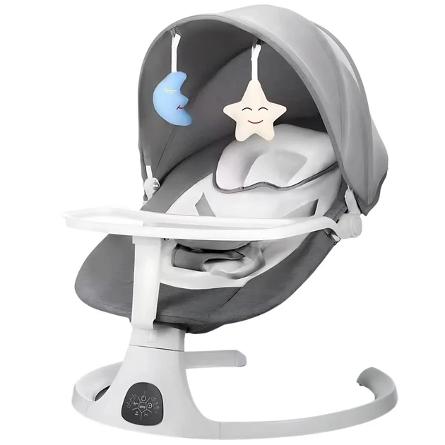 Колисальний центр 2в1 зі стільницею дитячий шезлонг від народження з пультом керування (4)