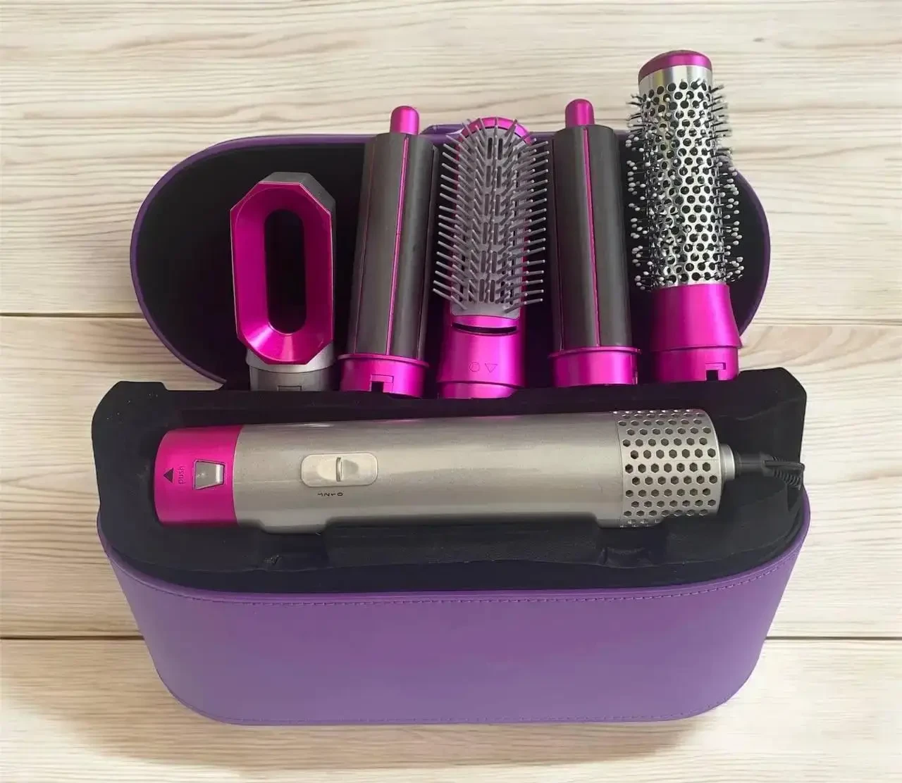 Стайлер 5в1 HAIR BRUSH Styler + Коробка Чехол с функциями придания объема, выпрямления, укладки Фиолетовый(20)