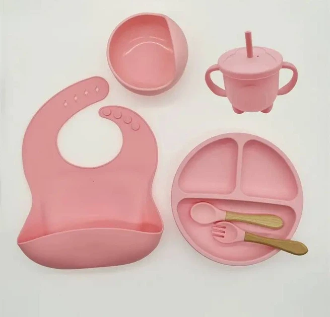 Набор детской посуды из 6 предметов розовый (50)