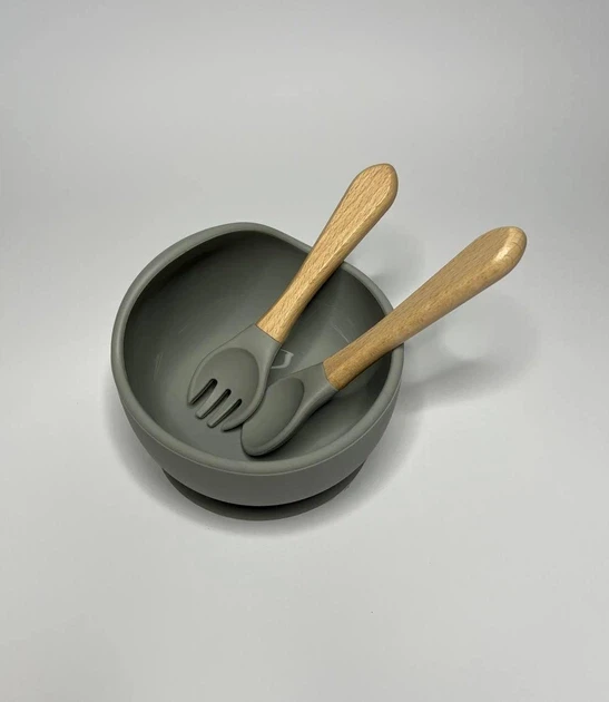 Набор детской посуды из 6 предметов серый (50)