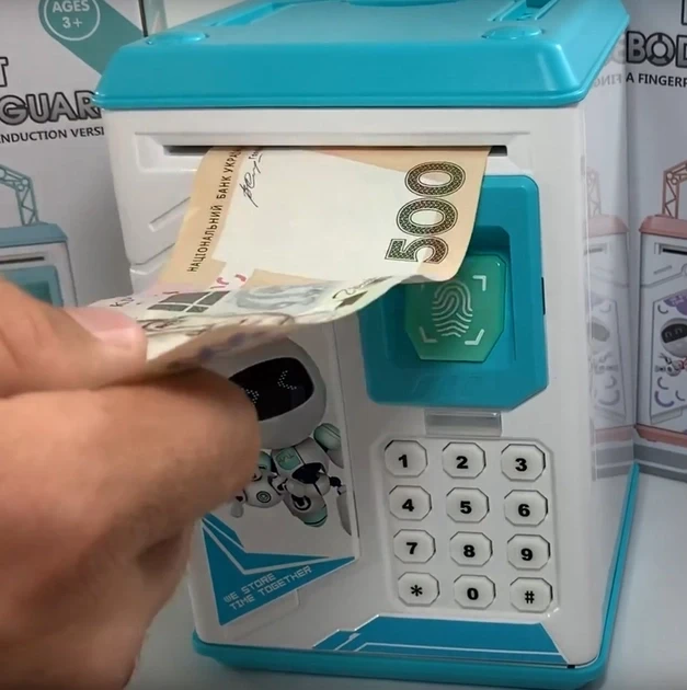 Сейф скарбничка Robot Bodyguard з кодовим замком дитячий інтерактивний сейф блакитний (48)