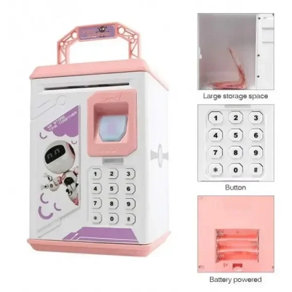 Сейф копилка Robot Bodyguard с кодовым замком детский интерактивный сейф розовый (48)