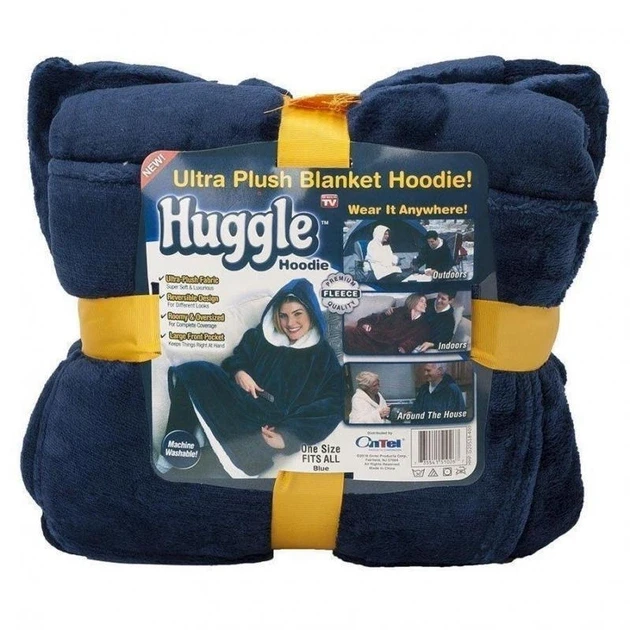 Толстовка-плед с капюшоном и рукавами Huggle синий (50)