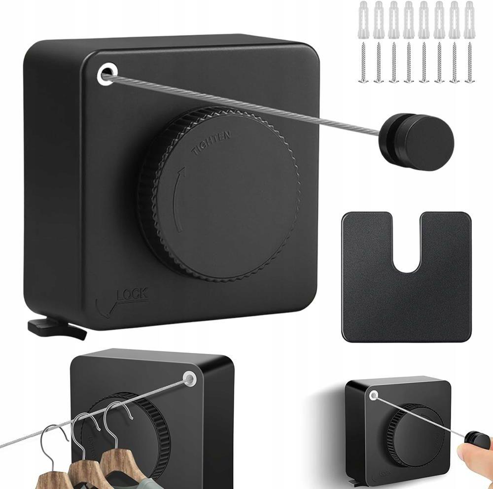 РОЗТЯЖНА СТАЛЬНА БІЛЬЕВА  ВЕРІВКА ДЛЯ ВАННОЇ, ГОСТИНОЇ, КУХНІ ЧОРНА (30)