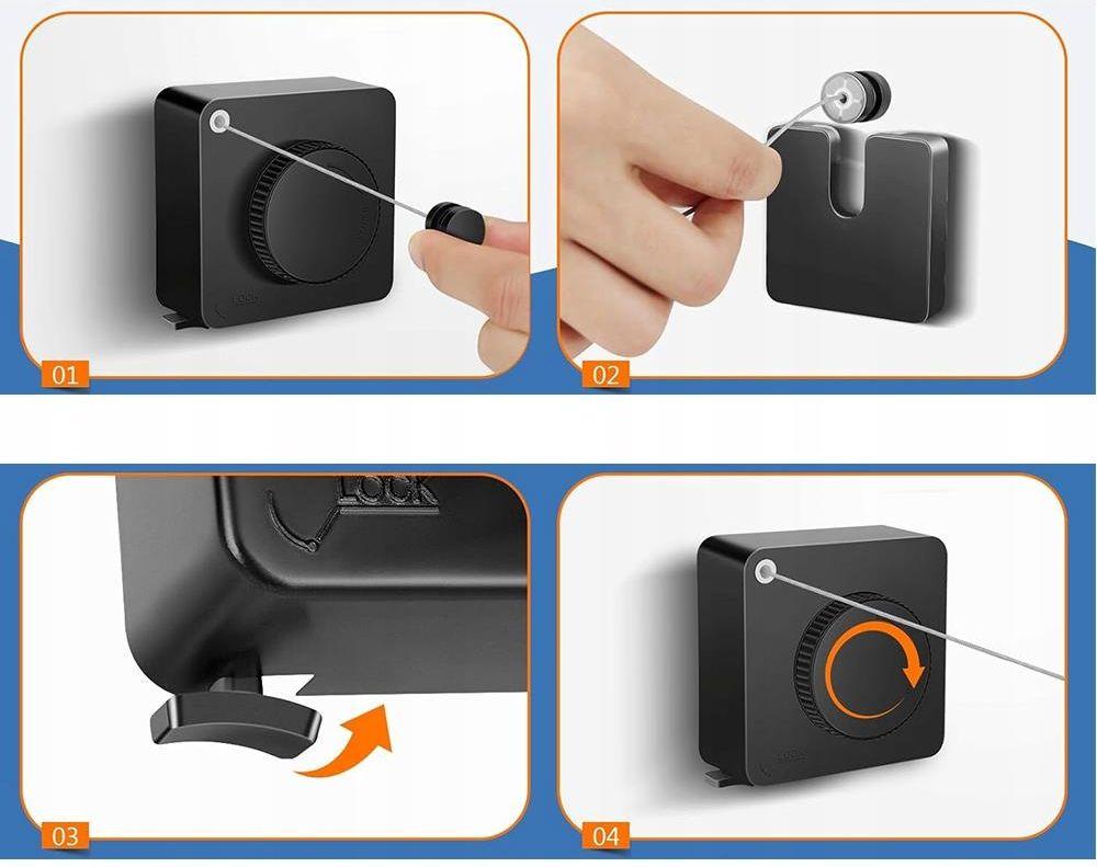 РОЗТЯЖНА СТАЛЬНА БІЛЬЕВА  ВЕРІВКА ДЛЯ ВАННОЇ, ГОСТИНОЇ, КУХНІ ЧОРНА (30)