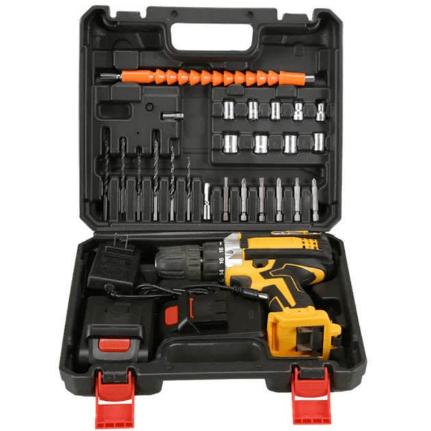 Шуруповерт Набор слесарного инструмента 2 аккумулятора - 48w желтый (10)