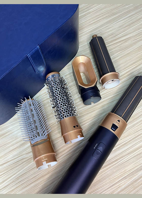 Стайлер 5в1 HAIR BRUSH Styler + Коробка Чехол с функциями придания объема, выпрямления, укладки темно-синий (20)