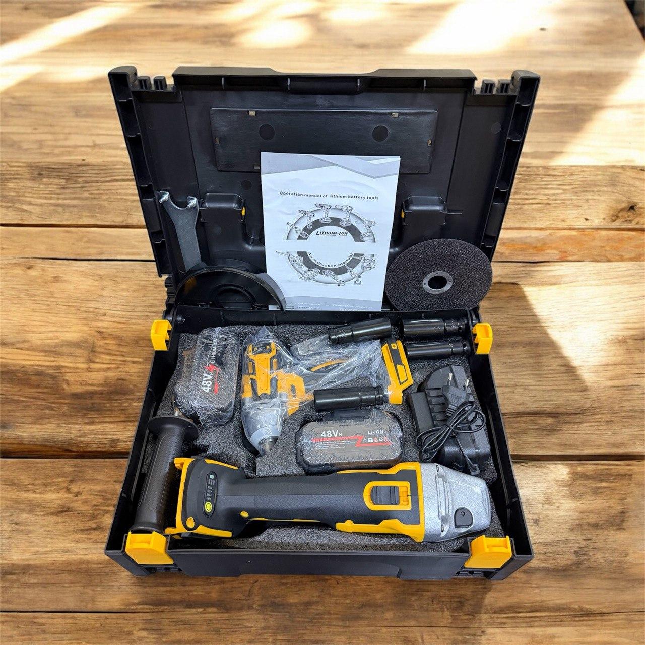 Набір 2в1 АКБ 48V Гайковерт + Болгарка Jumpex жовтий X331 (3)