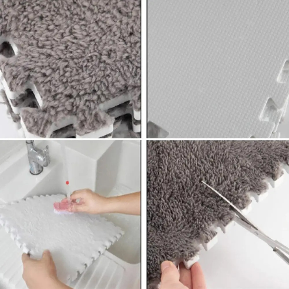 Килимок-пазл плюшевий (30×30 см), Сірий з білим 20 шт. паковання (10)