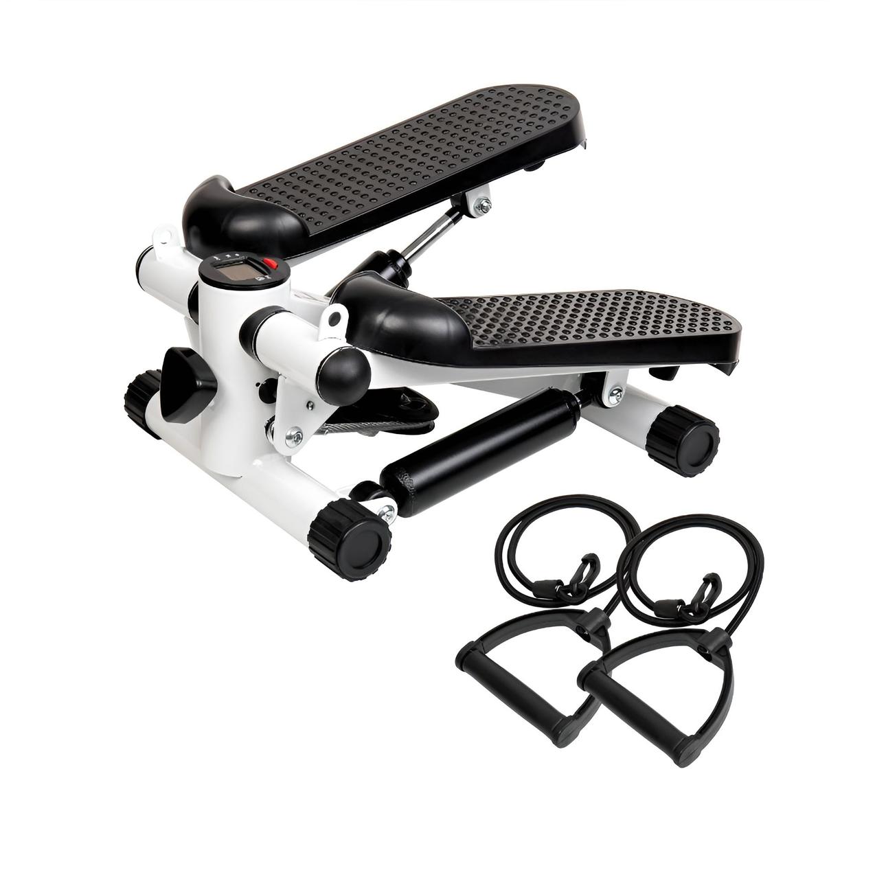 Шаговый тренажер мини-степпер с эспандерами и ЖК экраном (1)