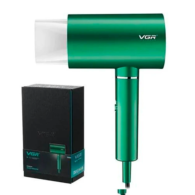 Фен профессиональный VGR V-431 GREEN, 2 уровня обдува, 2 уровня температуры, насадка-концентратор (20)