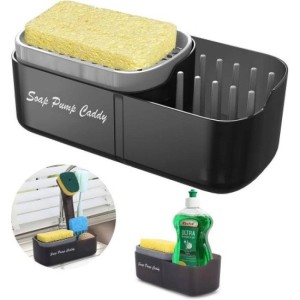Органайзер для мочалок Soap Pump Caddy з натискним дозатором і мильницею, має додаткову секцію (60)