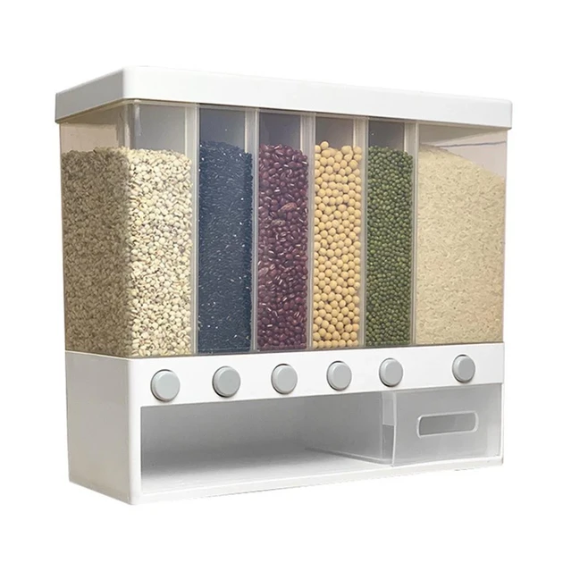 Диспенсер для сипучих продуктів на 6 відсіків multifunctional household rice bucket (12)