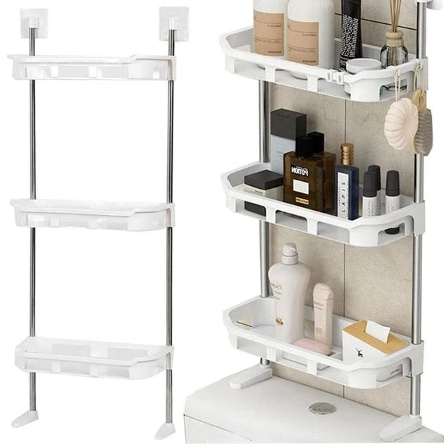 Полка стеллаж в ванную 3 яруса настенная Portable Toilet And Bathroom Storage Rack (30)