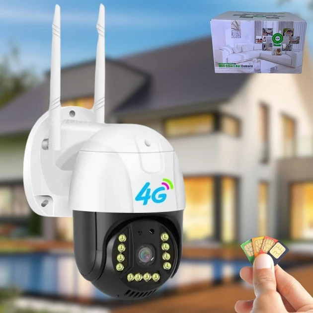 Поворотная камера внешнего видеонаблюдения 4G Sim V380 PRO Уличная видеокамера IP 66 с ночной съемкой (30)